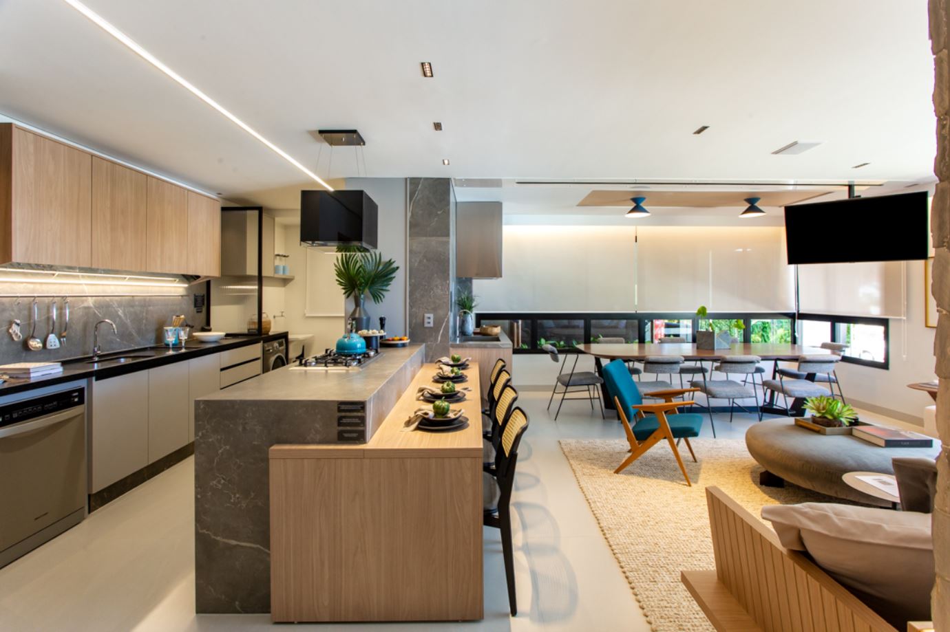 Living - cozinha aberta integrada a sala