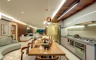 Foto do decorado 116m² - Integração Cozinha, estar e jantar