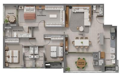 Planta - Apartamento 132 m²